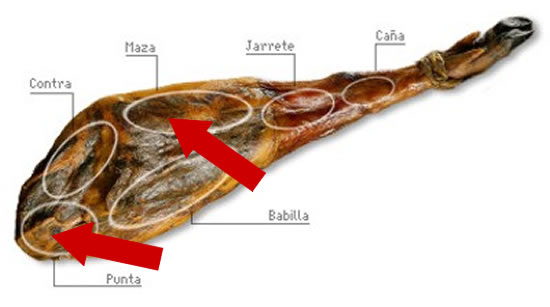 Maza und Punta von Serrano Schinken
